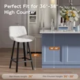thumbnail image 7 of Bar Stools Set of 2, 26 Inch Counter Height Bar Stools with Back and Extra‑Wide Heavy‑Gauge Metal Legs, Modern Faux Leather Upholstered Barstools for Kitchen Island, Counter, White, 7 of 7