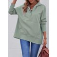 thumbnail image 3 of Sidefeel Hoodie for Women Tunic Pullover Oversized Button Down Henley Sweatshirts V Neck Hooded Tops Green-109 M, 3 of 9