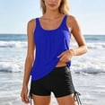 thumbnail image 2 of DHFJKG Womens Tummy Control Tankini Swimsuits Solid Color Bathing Suit Scoop Neck Two Piece Swimwear With Shorts Stylish Beachwear, 2 of 6