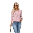 thumbnail image 4 of WIHOLL Women's 3/4 Sleeve Tops Dressy Casual Pleated Business Work Blouses Office Shirts, 4 of 10