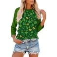 thumbnail image 4 of Saint Patricks Day Outfit Women 3/4 Sleeve Crew Neck Raglan Tee Shamrock Clover Shirt Loose Fit Soft Tops Green Irish Blouse, 4 of 7