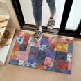 thumbnail image 2 of Bohemian Floral Patchwork Non-Slip Entryway Door Mat,Boho Indoor Decor Durable Low Plush Door Mat,Washable Welcome Rug for Patio Hallway Home Decor 16x24 Inches, 2 of 7