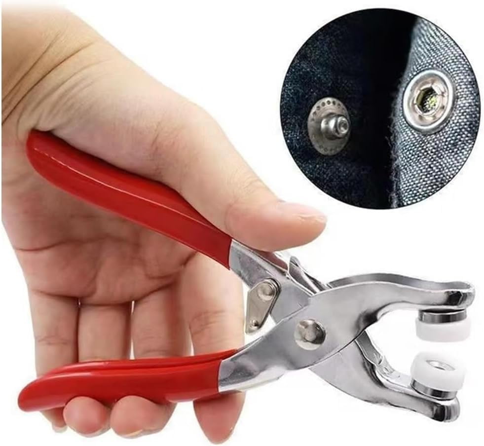 Sewing Kit with 100PCS Metal Buttons - Manual Pliers Tool Included, Snap Metal Button Kit with Tool for Fabric, Buttons and Pliers Tools Kits, Button System for DIY Crafts Clothe (Red-300pcs)