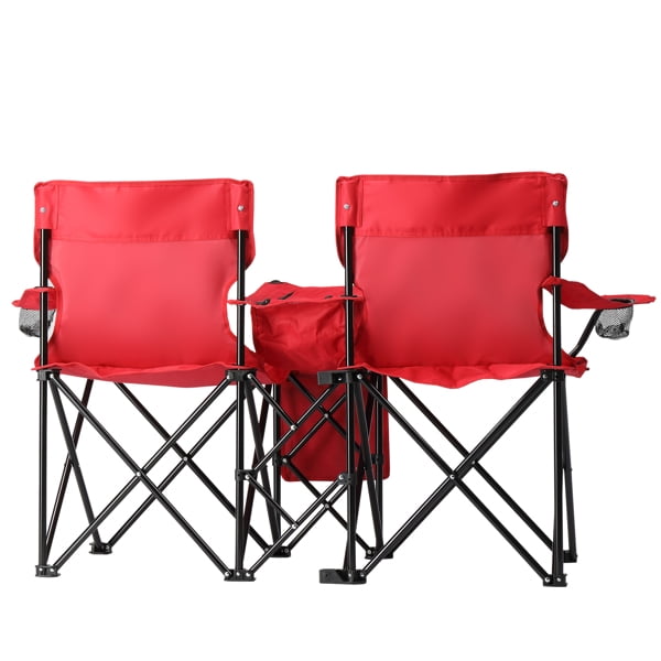 Alvantor 2-Seat Folding Outdoor Chair with Removable Umbrella, Red