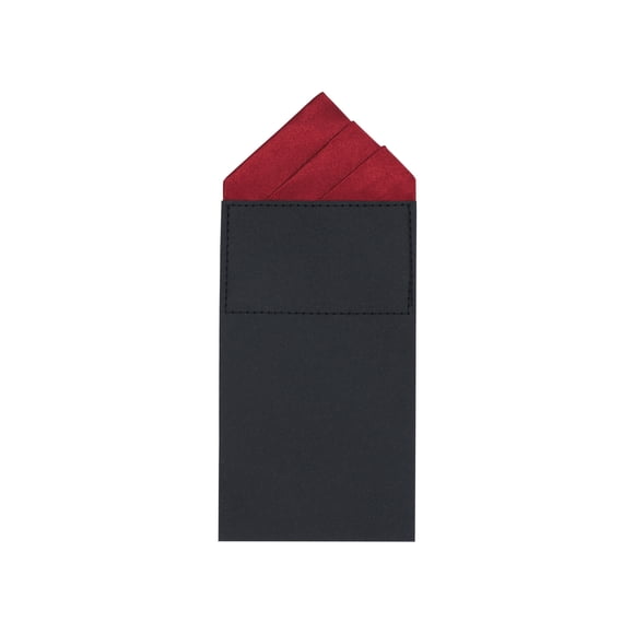 Men's Solid Card-inserting Pocket Squares Prefolded Polyester Handkerchiefs 3.1" for Business Formal Wedding Wine Red One Size