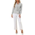 thumbnail image 2 of INSPIRAR CHIC Blusas de Manga Larga para Mujeres Chifón Plisado con Cuello de Lazo Camisa de Oficina Talla S Gris Claro, 2 of 6