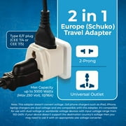 OREI USA to Europe (Schuko) (Type E/F) Travel Adapter Plug - 2 in 1 - CE Certified - RoHS Compliant