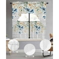 thumbnail image 3 of Spring Floral Kitchen Curtains Swag Valance and Tier Curtains Set 36 Inch Length, Weeping Blue Botanical Summer Vintage Rod Pocket Drape Panels Pair Swag Curtain for Bathroom/Cafe/Window, 3 of 6