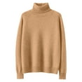 thumbnail image 4 of Women's Stand-up Collar Pullover Loose Thick Solid Color Turtleneck Knitted Base Sweater, Cozy and Warm Sweater for Winter, Loose Fit Design, Ideal for Layering under Coats,Camel,M, 4 of 4