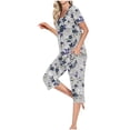 thumbnail image 3 of Conjunto de Ropa de Estar para Mujer, Blusa de Manga Corta de Impresión de Moda Y Pantalones Cortos con Cintura Elástica Hecha de Poliéster, Pantalones de Cintura Elástica para Mujeres, 3 of 6