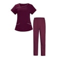 thumbnail image 3 of Conjunto De Uniformes Médicos Para Hombres Y Mujeres, Blusa Médica Y Pantalones Elásticos Para Salón De Belleza Veterinario L, Color Rojo Oscuro Sunnimix traje de trabajo de enfermera, 3 of 8