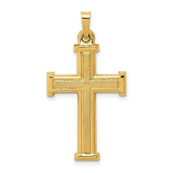 14K Yellow Gold Brushed & Polished Latin Cross Pendant