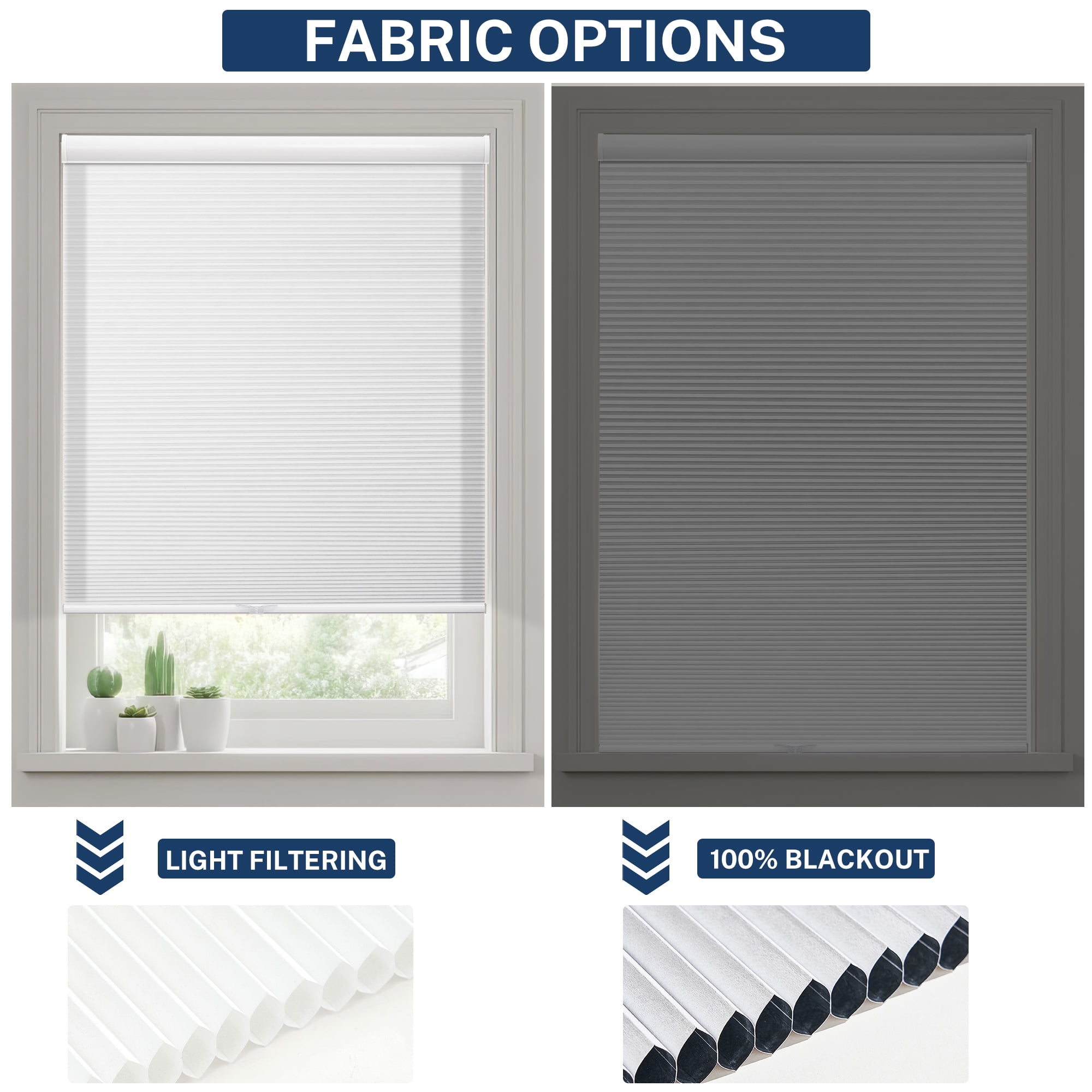 Keego Cordless Room Darkening Polyester and Aluminum Honeycomb Window Blinds, White 18 x 48