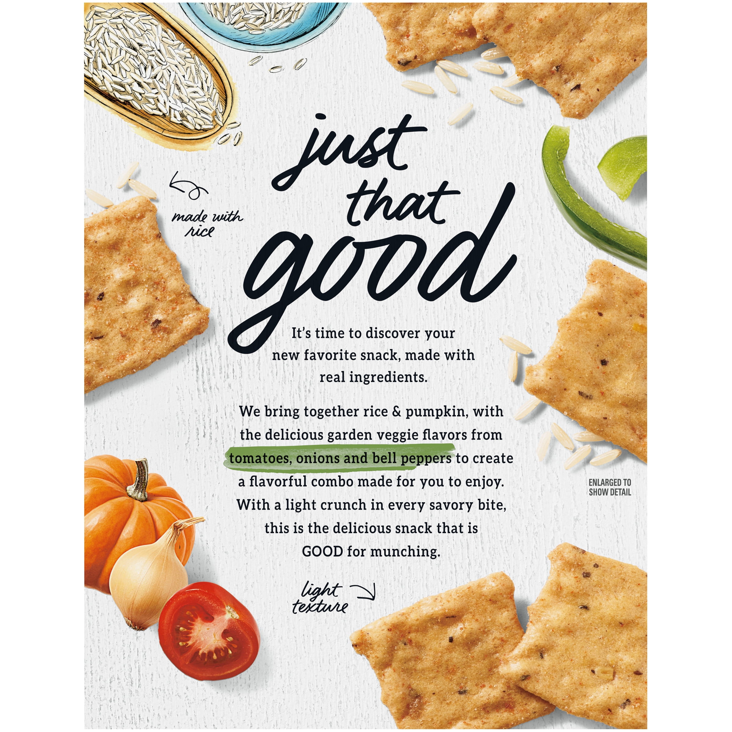 Good Thins Garden Veggie Rice Snacks Gluten Free Crackers, 3.5 oz (Pack of 8)