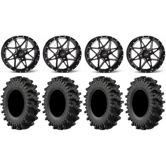 ITP Tornado 14" Wheels Black 30" MotoSlayer Tires Yamaha Viking Wolverine YXZ1000R CFMoto ZForce 950 UForce 1000
