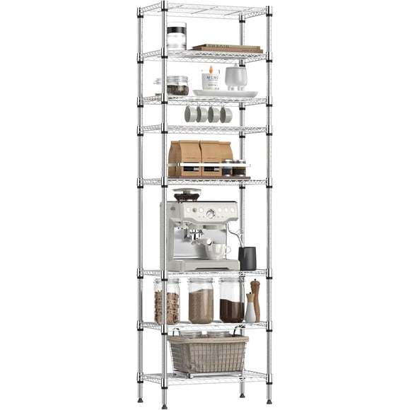M MZG Unidad de Almacenamiento Ajustable de Metal de 8 Niveles, Organizador de Estante de Pie Resistente para Cocina, Despensa, Cuarto de Lavado, Garaje O Sótano, Capacidad de 2000 lbs, 23.6 W x 13.8