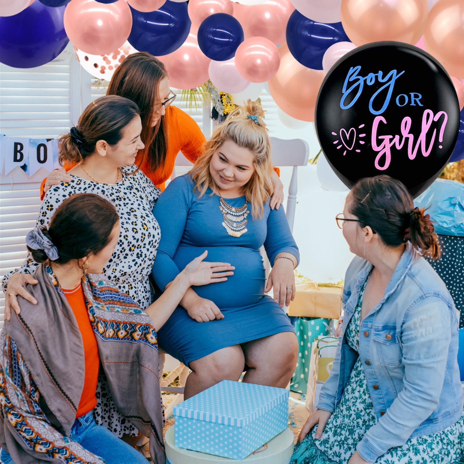 Gender Reveal Balloon Garland Arch Kit - Pink and Navy Blue Gender Reveal Balloon Arch Garland Kit for Baby Girls Party Supplies(Pink and Navy Blue)