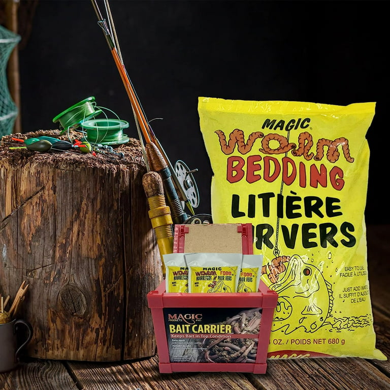 Lurwind Kit Magic Products Worm Farm Bait Box Door Comes with Food,  Bedding, Bucket, Sticker, Live Fishing Bait Bin Combo, Fishing Accessories