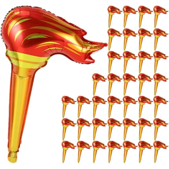 ABPETE 50Pcs Torch Prop, 18 Inches Fun Inflates Torch, Themed Party Decorations, Fake Torch for Medieval Luau Party Sports Competitions Stage Performance Props