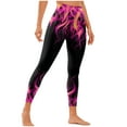 thumbnail image 5 of QQAMB Women's Leggings High Waist Flame Printed Fitness Running Leggings Casual Fashion Tights Hot Pink 3XL, 5 of 7