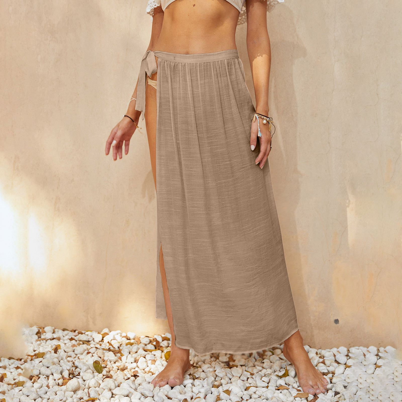 Lilgiuy Women Solid Swimsuit Cover Up Mesh Bikini Swimwear Beach Cover-Ups Wrap Skirt - image 2 of 4