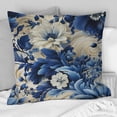 thumbnail image 2 of Designart "Romantic Swirls in Cobalt" Floral Printed Throw Pillow, 2 of 5
