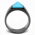 thumbnail image 3 of Luxe Jewelry Designs Stainless Steel IP Light Black Men's Ring with Sea Blue Synthetic Turquoise -, 3 of 4