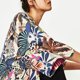 thumbnail image 4 of Mujeres Chifón Playa Kimono Mariposa Aves Hojas Impresión Frente Abierto Loose Thin Bikini Cove Irfora Kimono de mujer, 4 of 7