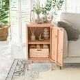 thumbnail image 5 of Single door End Table 2 Tier Narrow Side Table with Metal Frame Multifunctional Home Table Easy to Assemble Adjustable partitions Single Door Coffee Table Pink Size: 27.55”H X 13.78”W X 14.96”D, 5 of 6