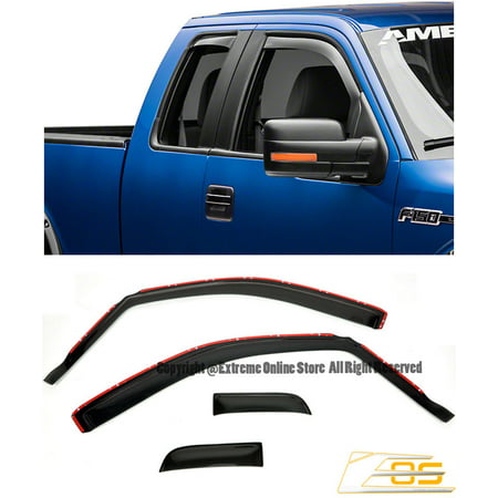 Extreme Online Store for 2004-2008 Ford F-150 Standard Cab Models | EOS Visors in-Channel Style Smoke Tinted Side Vents Rain Guard Window Deflectors (Best Bug Deflector For F150)