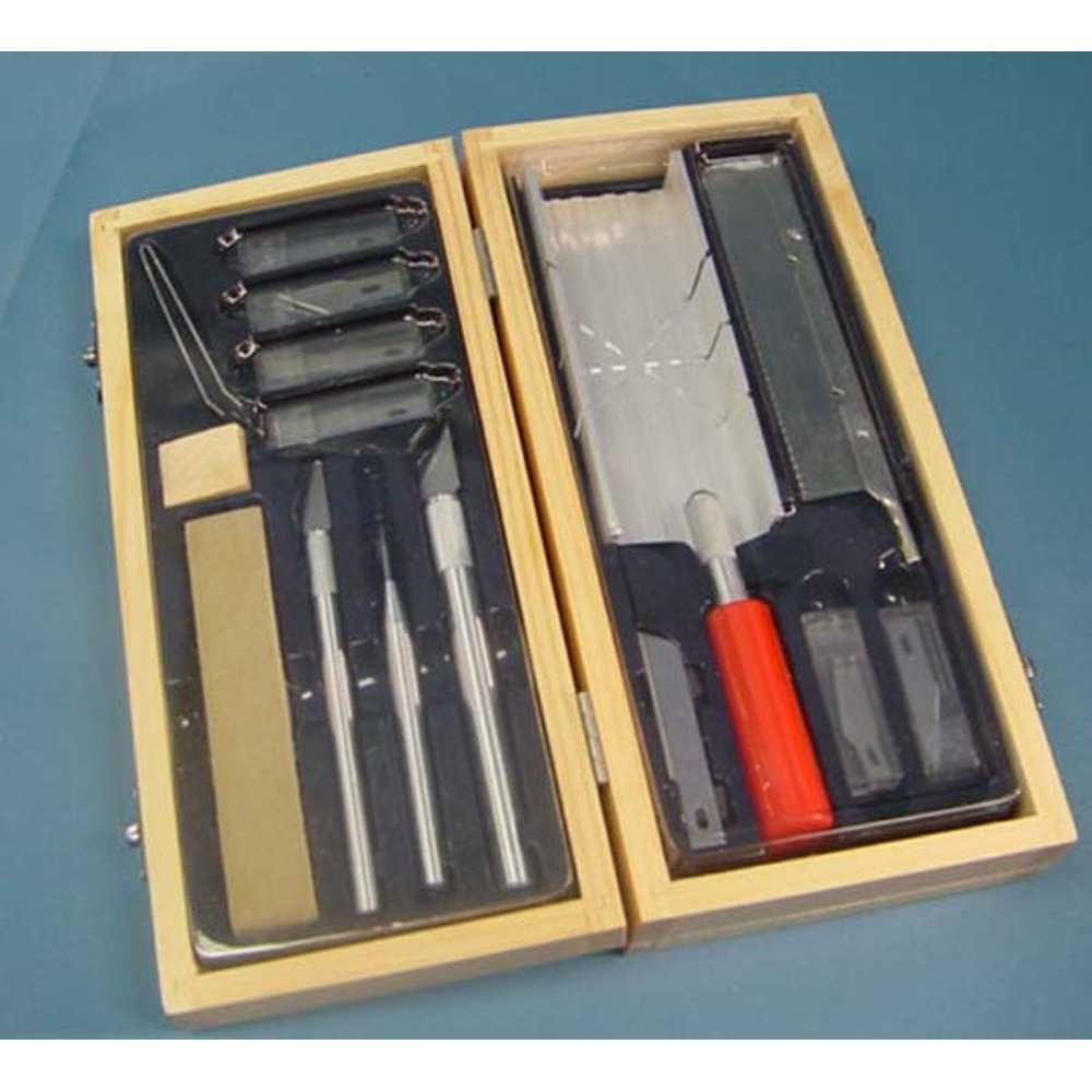 30Pc Hobby Knife Set Plus Fret Saw Miter Box Razor Carving Walmart