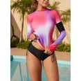 thumbnail image 3 of Charmo Womens Rash Guard Adjustable Long Sleeve Swim Shirts UPF 50+ Thumb Hole with Zipper Pocket, 3 of 6