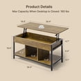 thumbnail image 2 of Coffee Table for Living Room, Lofka Lift Top Wooden Table with 3 Storage Shelves and Hidden Compartment, Perfect for Apartment and Small Spaces, Rustic Brown, 2 of 5