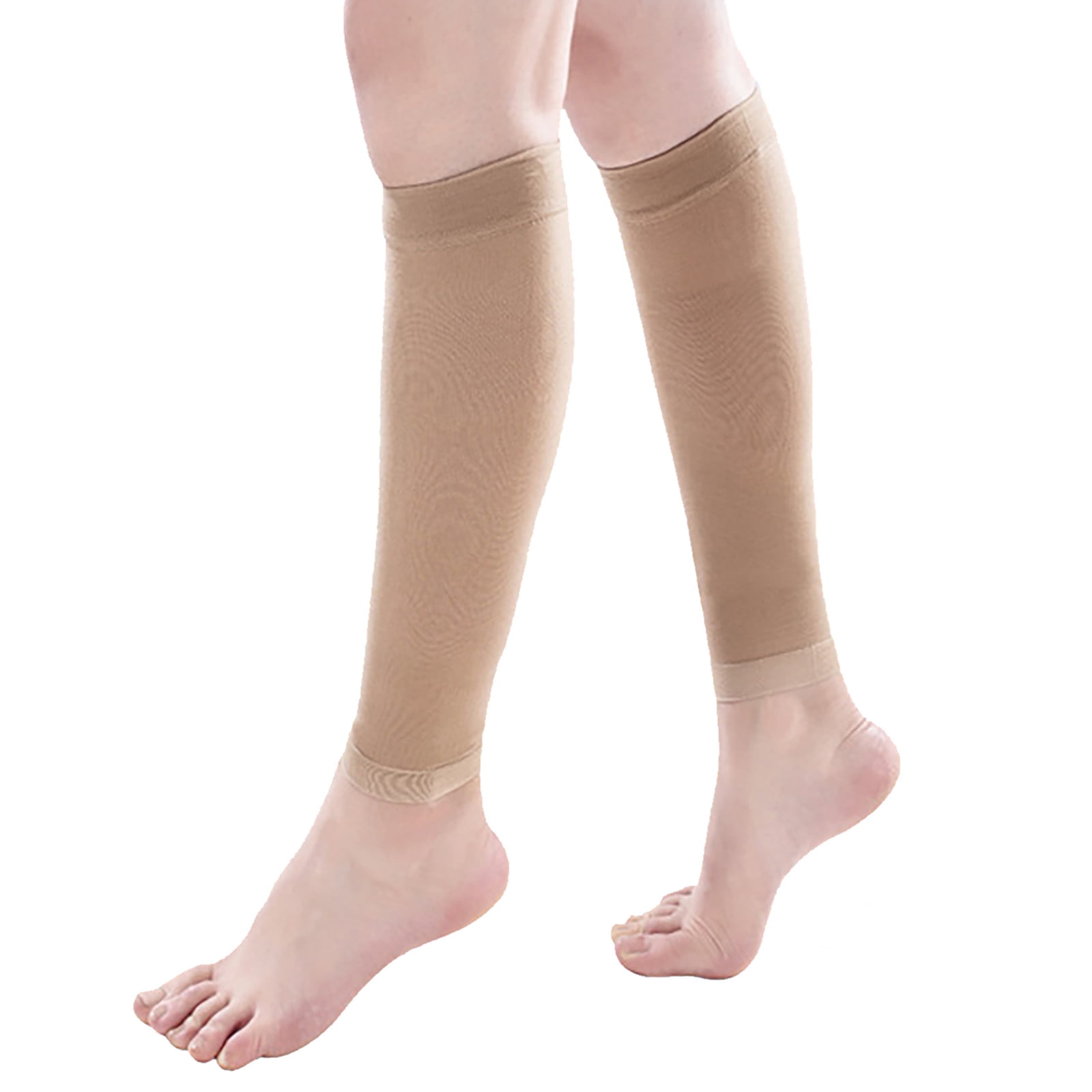 2 Pairs Leg Pressure Socks Calf Compression Sleeves skincolor For Shin