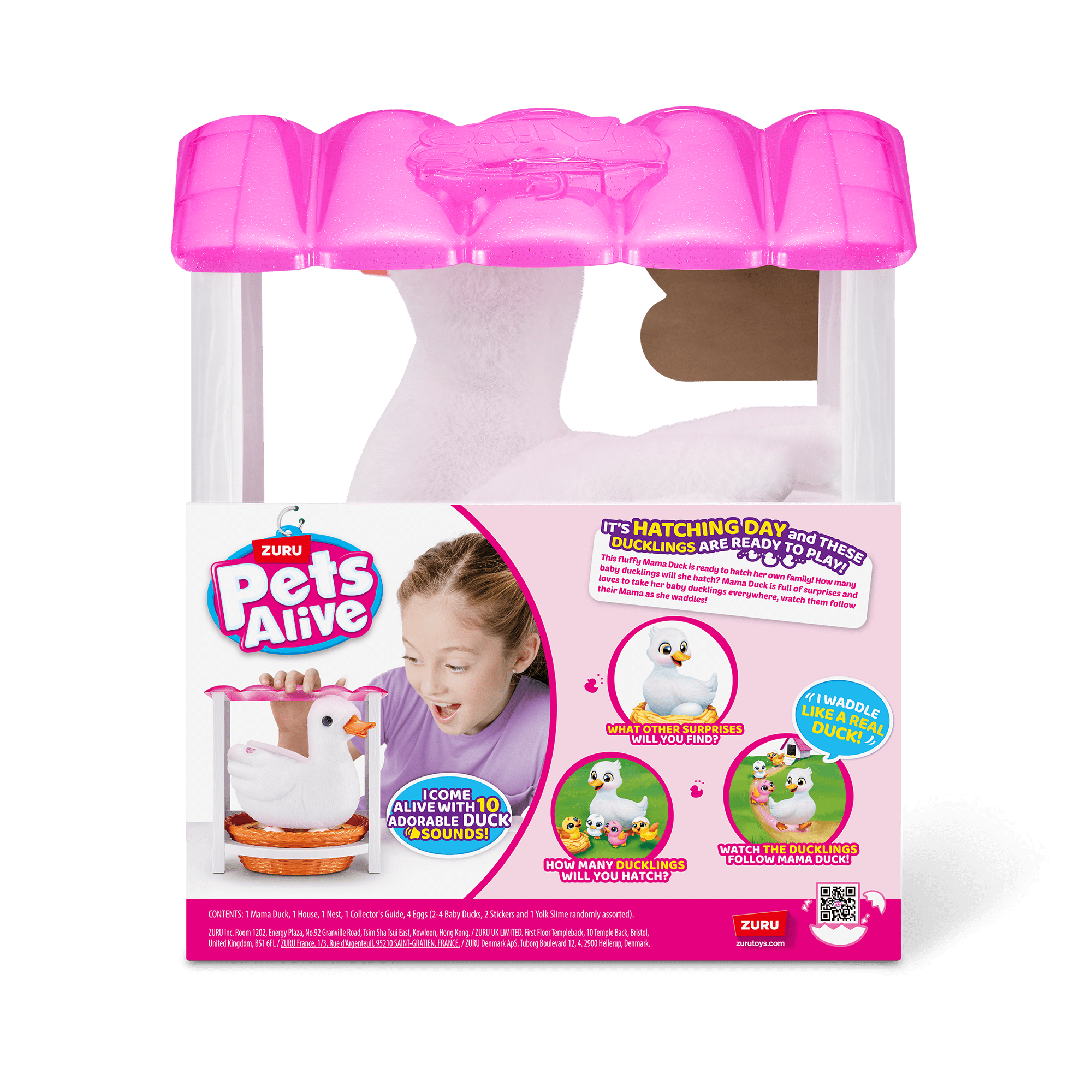 Pets Alive Mommy Duck & Baby Surprise, Nurturing Play Surprise Hatching Interactive Girls Toy by ZURU for Kids Ages 3+