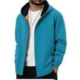 thumbnail image 3 of Timoontee Men's Fleece Coat Zip Up Coats Casual Comfy Long Sleeve Hoodies Vintage Workwear Hoodie Jacket Fall Winter Warm Outerwear with Zip Pocket Sky Blue L, 3 of 8