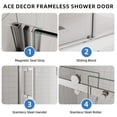 thumbnail image 4 of Frameless Shower Door, 56-60" W x 74" H Single Sliding Glass Door, 5/16" Clear Tempered Glass With Nano-coating, Magnetic closure, Chrome, ACE, 4 of 9