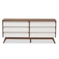 thumbnail image 2 of Bairbremy Studios Halfrida 6-Drawer Mid-Century Modern Style Dresser, White/Walnut, 2 of 15