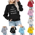 thumbnail image 1 of MKOSPLRT Hauts à Manches Longues pour Fille Garçon 1-12 Ans Col Rond Chandail Imprimé Lettre Drôle Chandails en Molleton Décontractés Automne t-Shirts, 1 of 5