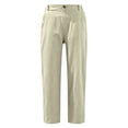 thumbnail image 7 of VBVC Women's Cotton Linen Cuffed Chino Pants , Straight Leg Trousers For Women , Ladies' High Waisted Work Pants with Pockets, Khaki , S-3XL, 7 of 7