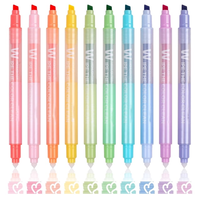 Juego de 10 marcadores de punta fina borrables 2 en 1 para diario, notas y colorear. Pincel para decoración de uñas de 10 ml.