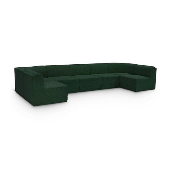 Meridian Furniture Ollie Green Boucle Fabric Modular Sectional