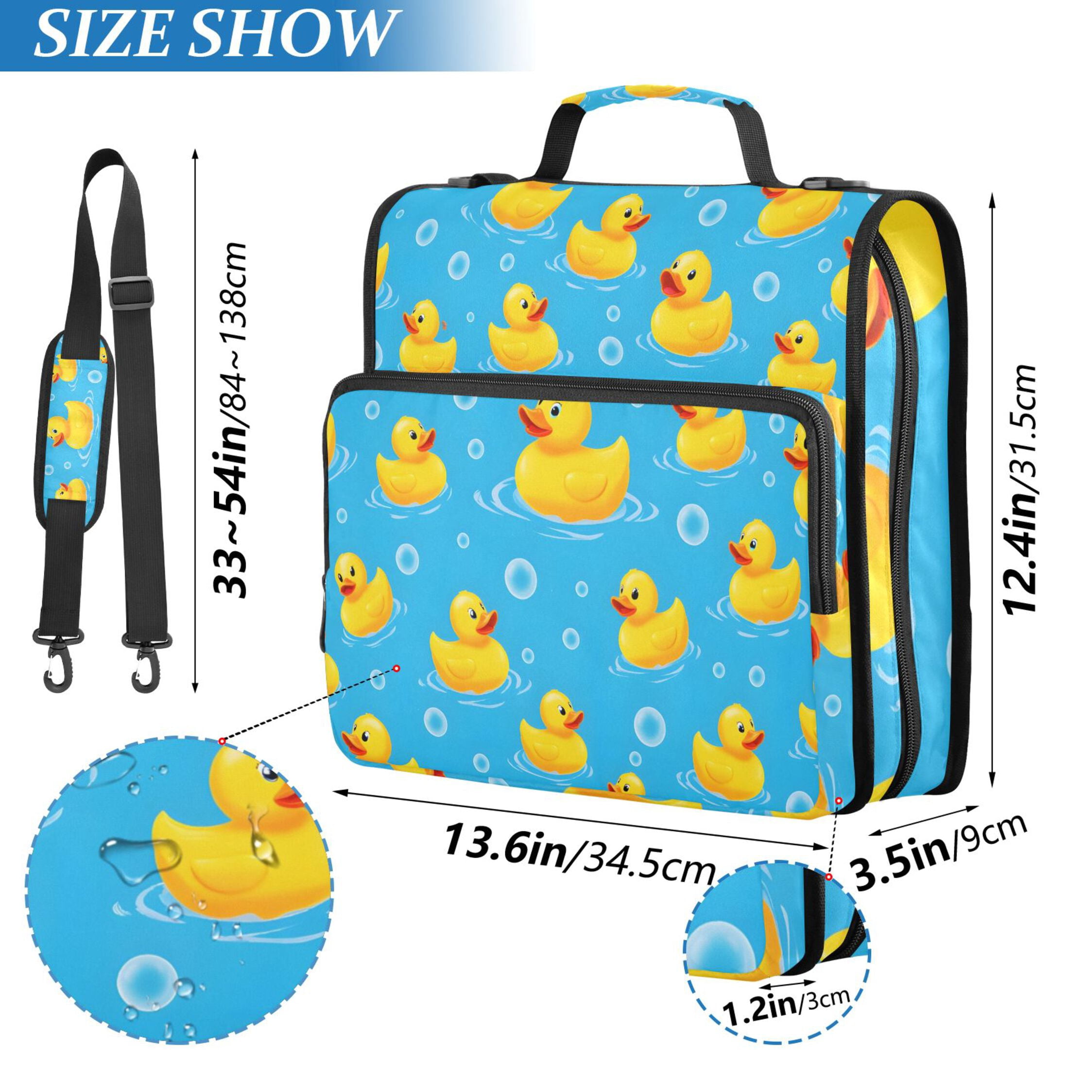 ALAZA Zipper Binder Cute Ducks Bubbles 3 Ring Trapper Keeper File Folder Organizer Bag