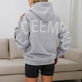 thumbnail image 4 of Oversize Hoodie for Women Fall Winter Letter Print Pullover Tops Long Sleeve Sweatshirt with Pockets Gray M, 4 of 6
