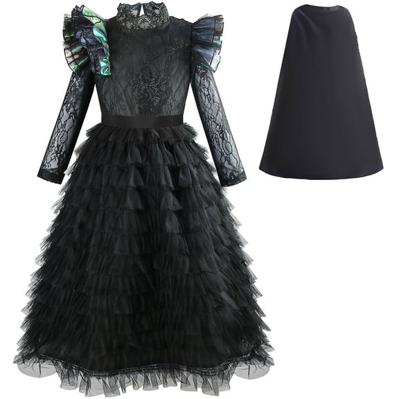 Girls Elphaba Costume Dress with Cloak Female Halloween Cosplay Outfits for 4-5Y