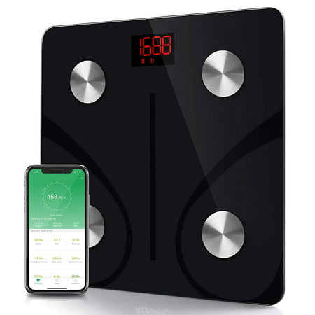 Amowa Bluetooth Body Fat Scale Smart BMI Scale Digital Bathroom Wireless Weight Scale, Body Composition Analyzer with Smartphone App 396 lbs -