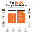 thumbnail image 3 of XHDATA BL-5C Rechargeable Lithium-Ion Battery, 3.7V, 1500mAh, 2 Pack, 3 of 6
