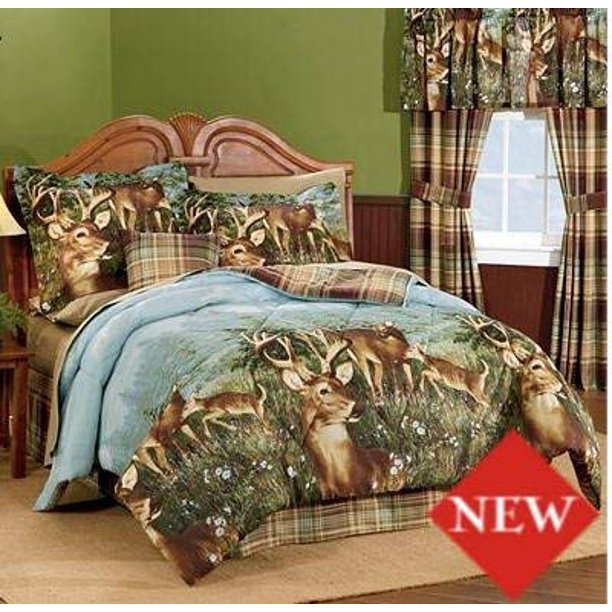 Deer Hunting Cabin Themed Full Comforter Set 8 Piece Bed In A Bag Walmart Com Walmart Com