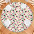 thumbnail image 2 of Lightgreen Daisy Flower Pink Blooms Pattern Round Fitted Tablecloth with Elastic Edge,Dining Table Cover Waterproof,Outdoor Round Tablecloth for Camping,Dining,Indoor and Outdoor, 2 of 7