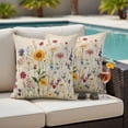 thumbnail image 5 of Outdoor Pillow Covers Farm Watercolor Flower Plants Waterproof Pillow Cases 18x18 Set of 2, Summer Wildflower Vintage Letters Throw Pillow Cover Pillowcase for Patio Balcony Couch Garden, 5 of 9